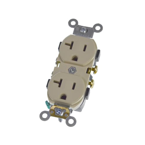 Leviton Commercial Heavy Duty Wall Receptacle, 20A, 125V, Ivory